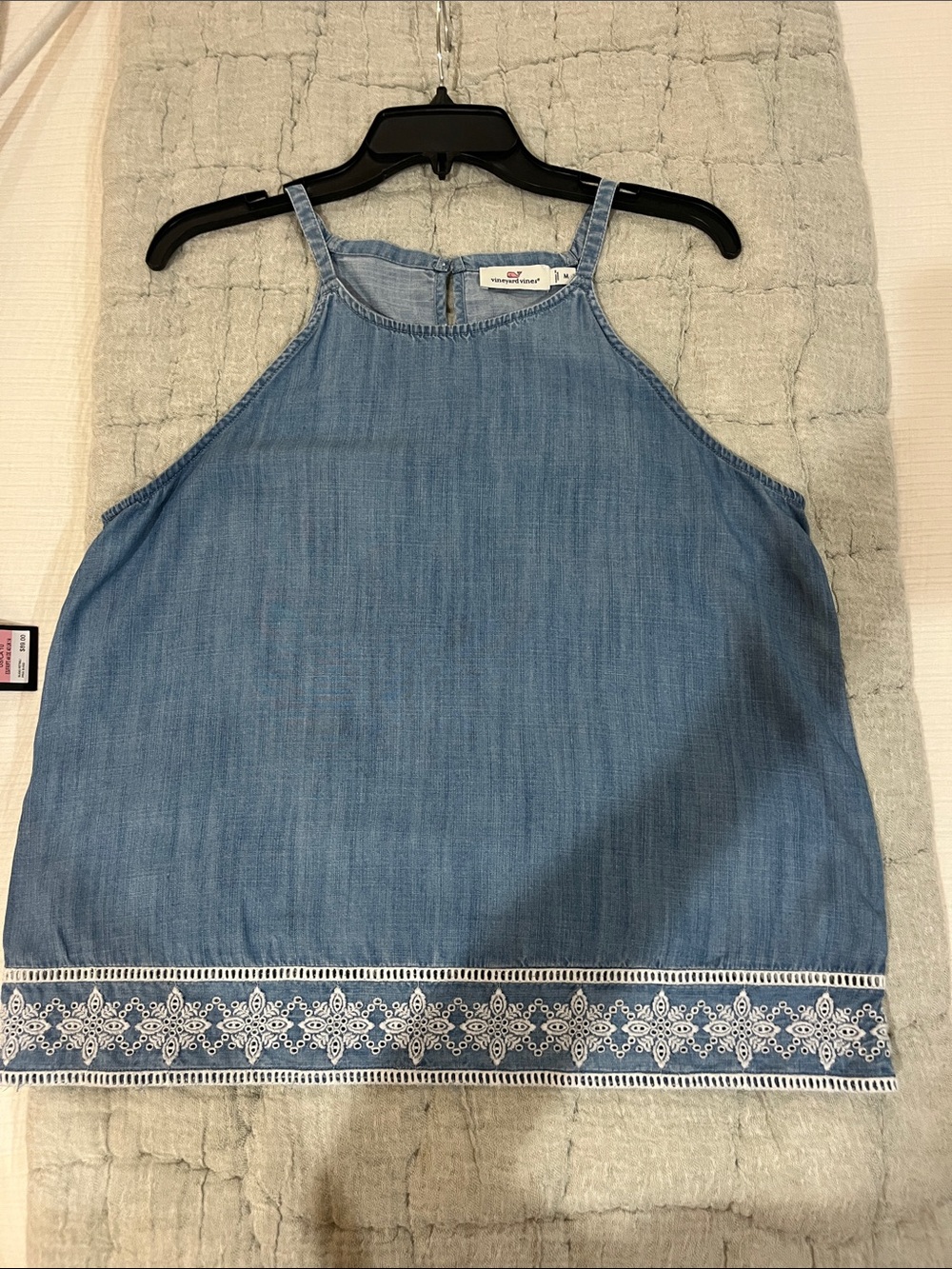 Vineyard Vines Light Blue Denim-Look Embroidered Camisole